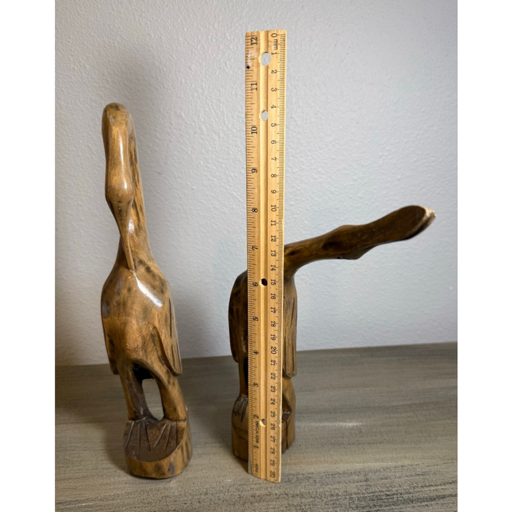 MCM vintage hand-carved wooden bird sculptures - Picture 8 of 8
